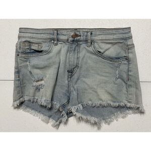 H&M Light wash Distressed Denim High Rise Cut Off Blue Jean Booty Shorts‎ Sz 6